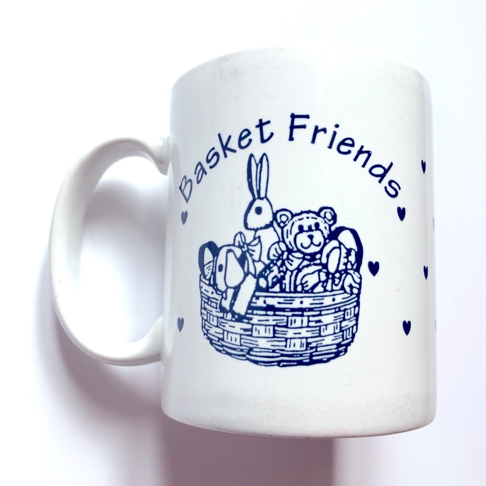 Vintage Coffee Mug Basket Friends Ceramic